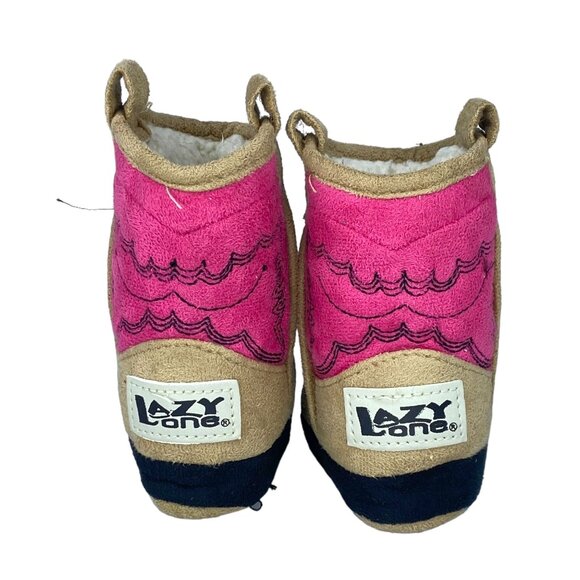 Lazy One Baby Girl Size XS Infant 1-3 Pink and Brown Cowgirl Boots Fizzy Lining - Picture 5 of 14